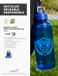 KW1341 Spring - 20 oz. RPET Water Bottle